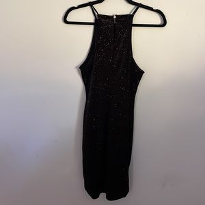 Haute Monde Black Halter Neck Sparkly Mini Dress New Year's Eve Dress
